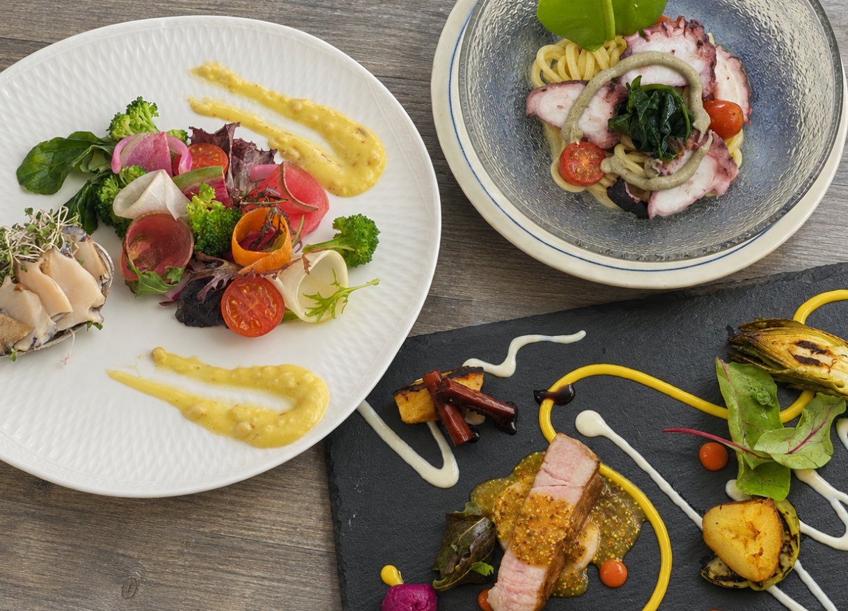 島の食材を使った創作フレンチの料理